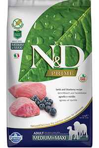 N&D - ND Prime Tahılsız Kuzu Eti ve Yaban Mersinli Orta ve Büyük Irk yetişkin Köpek Maması 2,5kg