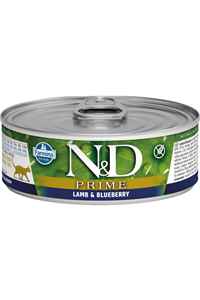 ND Prime Tahılsız Kuzu Eti ve Yaban Mersinli Yetişkin Kedi Konservesi 80gr