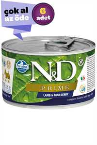 ND Prime Tahılsız Kuzu Eti ve Yaban Mersinli Yetişkin Yetişkin Köpek Konservesi 6x140gr (6lı)