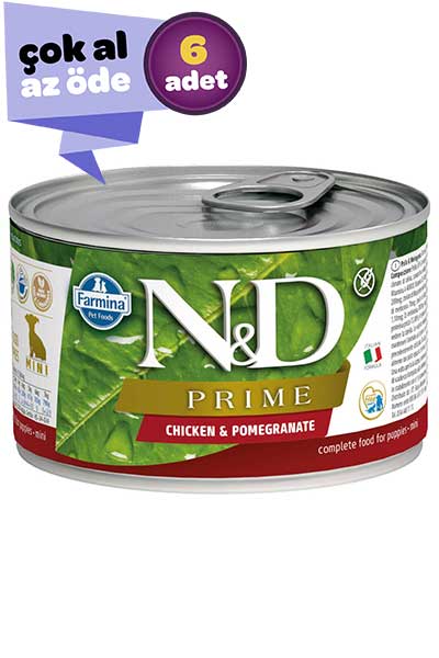 ND Prime Tahılsız Tavuk ve Narlı Yavru Köpek Konservesi 6x140gr (6lı)