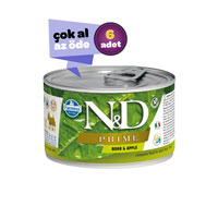 ND Prime Tahılsız Yaban Domuzu ve Elmalı Yetişkin Köpek Konservesi 6x140gr (6lı)