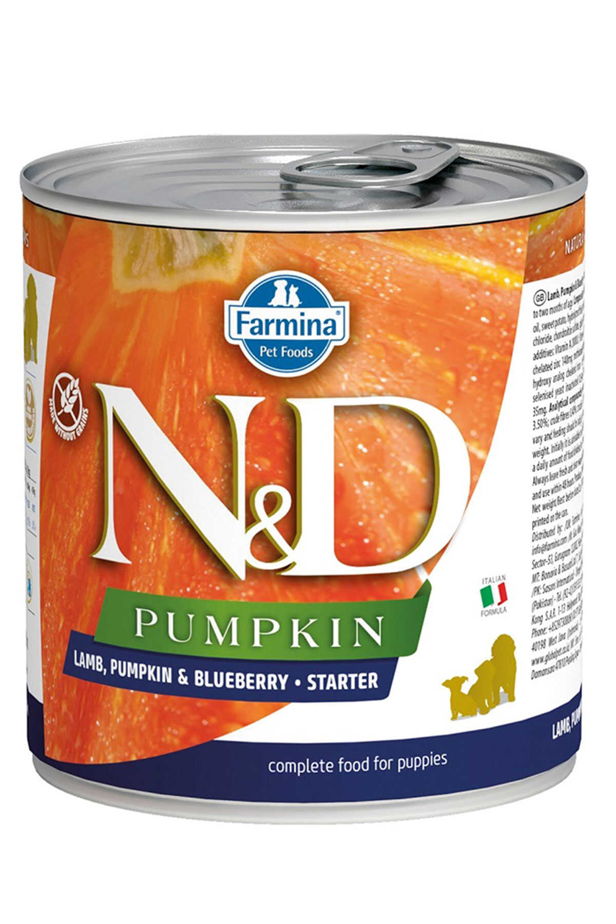 ND Pumpkin Starter Kuzu Eti Balkabağı ve Yaban Mersinli Yavru Köpek Konservesi 285gr