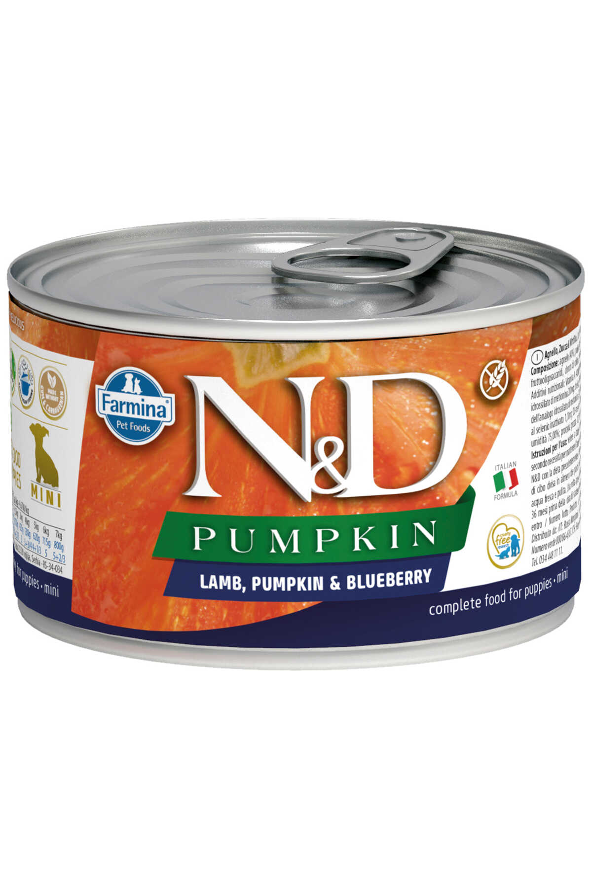 ND Pumpkin Starter Tahılsız Kuzu Eti Balkabağı ve Yaban Mersinli Yavru Köpek Konservesi 140gr