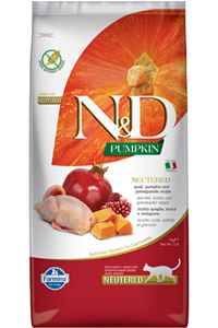 ND Pumpkin Tahılsız Bıldırcın Eti Balkabağı ve Narlı Kısırlaştırılmış Kedi Maması 5kg