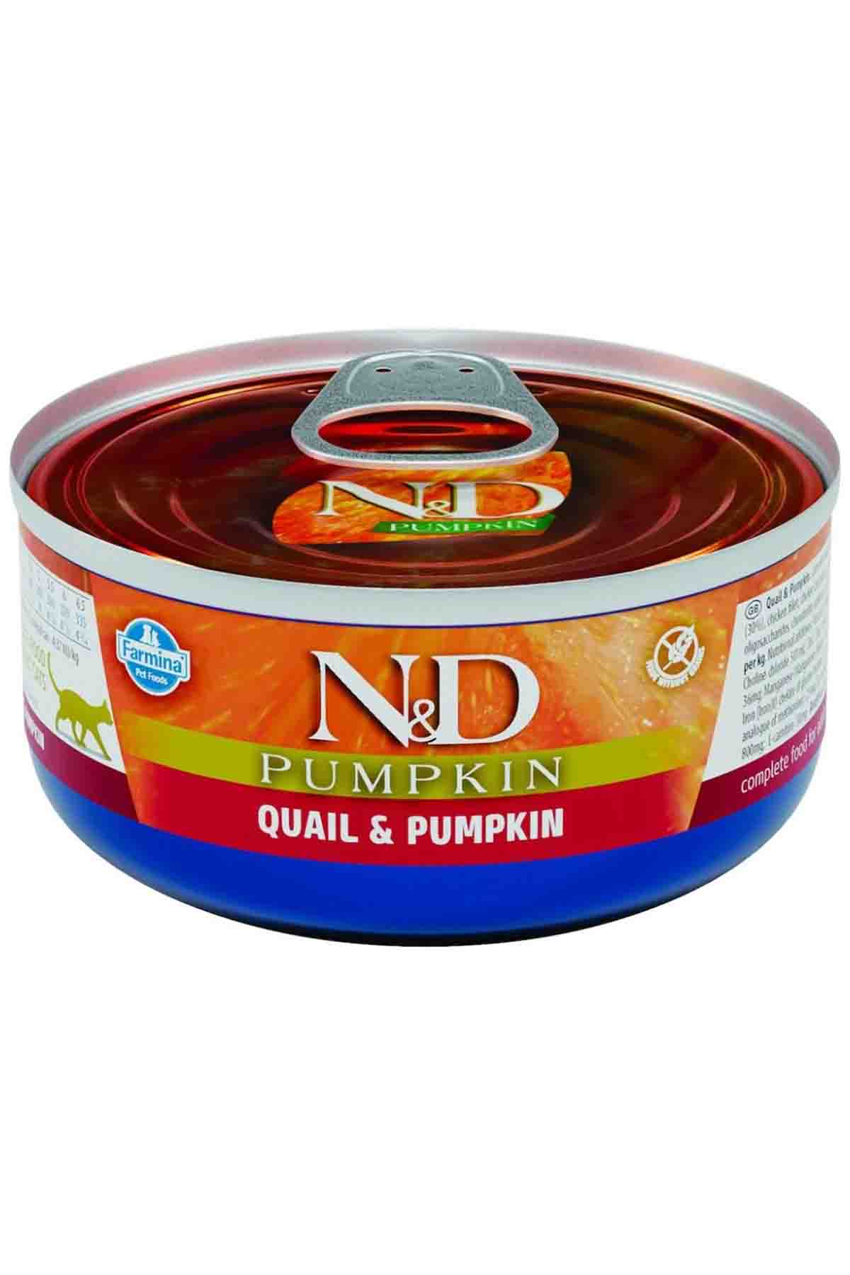 ND Pumpkin Tahılsız Bıldırcın Eti ve Balkabaklı Yetişkin Kedi Konservesi 70gr