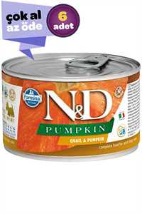 ND Pumpkin Tahılsız Bıldırcın Eti ve Balkabaklı Yetişkin Köpek Konservesi 6x140gr (6lı)