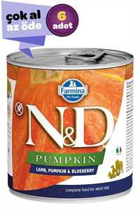 ND Pumpkin Tahılsız Kuzu Eti Balkabağı ve Yaban Mersinli Yetişkin Köpek Konservesi 6x285gr (6lı)
