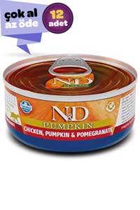 ND Pumpkin Tahılsız Tavuk Balkabağı ve Narlı Yetişkin Kedi Konservesi 12x70gr (12li)