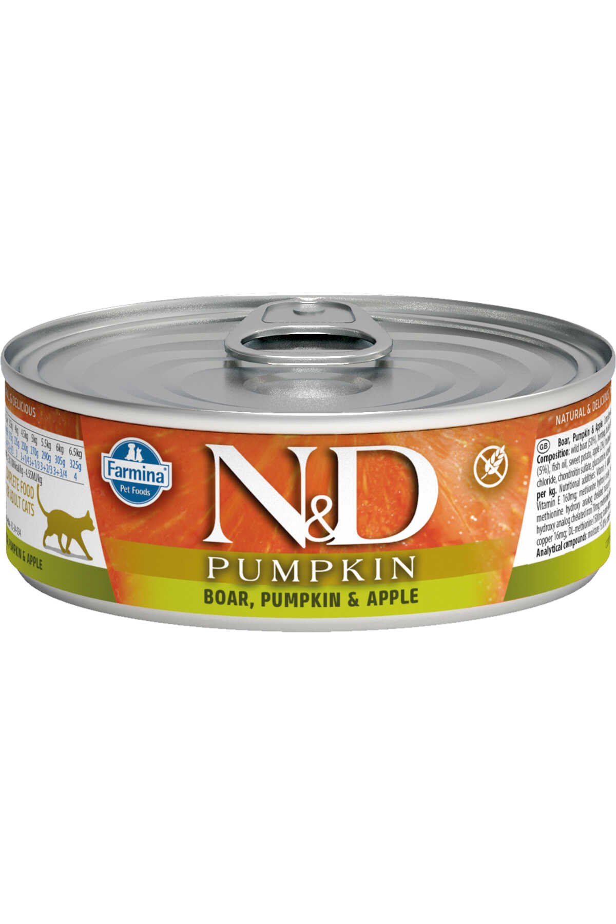 ND Pumpkin Tahılsız Yaban Domuzu Balkabağı ve Elmalı Yetişkin Kedi Konservesi 80gr