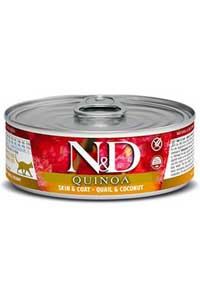 ND Quinoa Skin&Coat Bıldırcın ve Hindistan Cevizli Kedi Konservesi 80gr