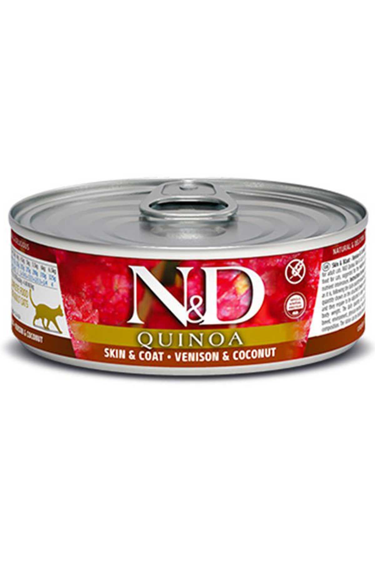 ND Quinoa Skin&Coat Geyik Etli Hindistan Cevizli Kedi Konserve Maması 80 Gr