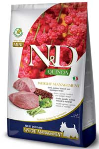 ND Quinoa Tahılsız Kuzu Eti Brokoli ve Kuşkonmazlı Kilo Kontrolü için Küçük Irk Köpek Maması 2,5kg