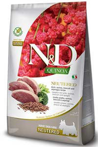N&D - ND Quinoa Tahılsız Ördek, Brokoli, Kuşkonmazlı Kısırlaştırılmış Mini Yetişkin Köpek Maması 2.5kg