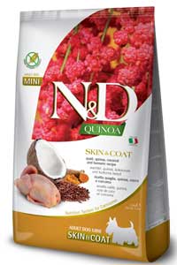 N&D - ND Quinoa Skin&Coat Tahılsız Bıldırcın Eti ve Hindistan Cevizli Küçük Irk Yetişkin Köpek Maması 2,5kg