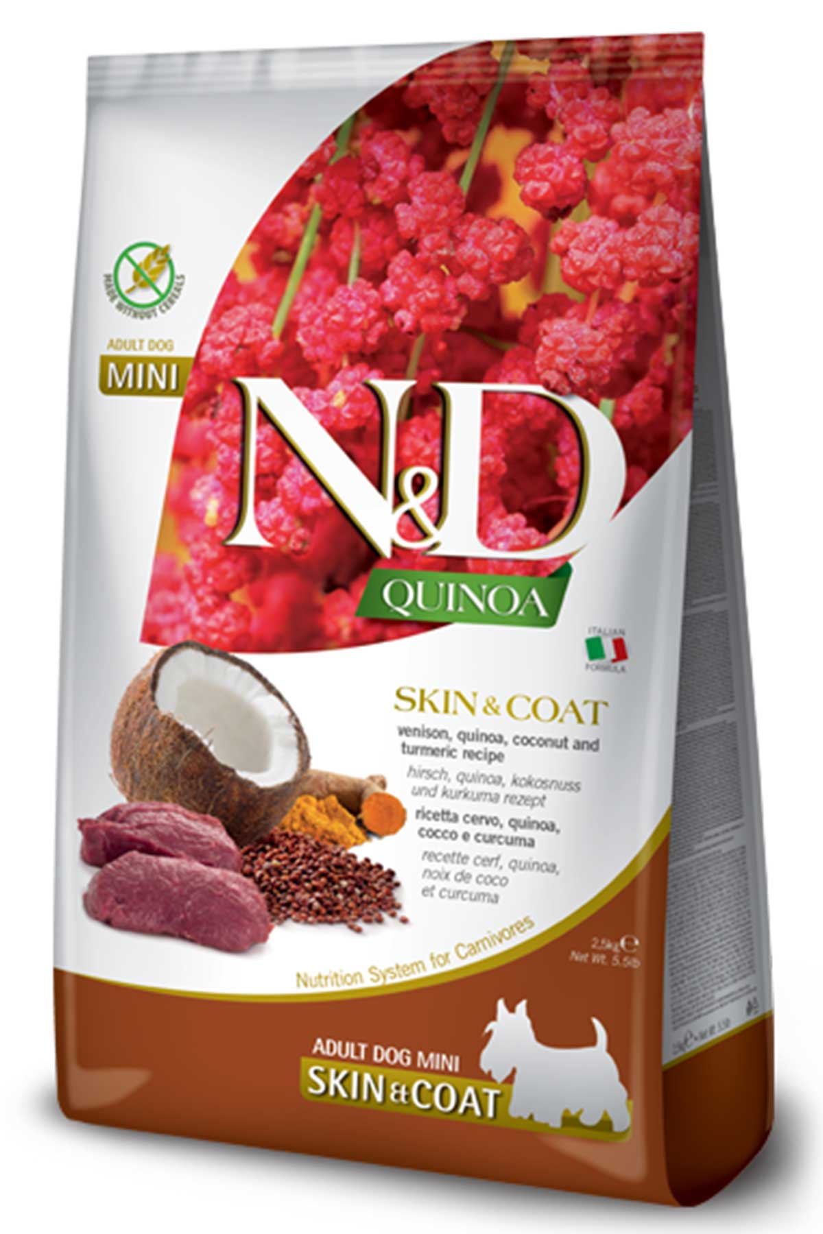 ND Quinoa Skin&Coat Tahılsız Geyik Eti ve Hindistan Cevizli Küçük Irk Yetişkin Köpek Maması 2,5kg