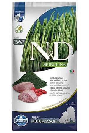 N&D Spirulina Kuzulu Orta ve Büyük Irk Tahılsız Yavru Köpek Maması 7kg - Thumbnail