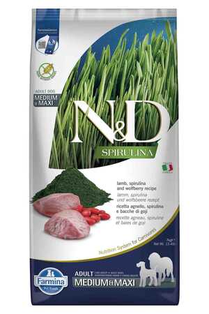 N&D - N&D Spirulina Kuzulu Orta ve Büyük Irk Tahılsız Yetişkin Köpek Maması 7kg