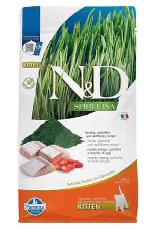 N&D Spirulina Ringa Balıklı Tahılsız Yavru Kedi Maması 1,5kg - Thumbnail