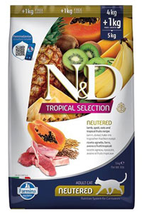 ND Tropical Selection Kuzu Etli Kısırlaştırılmış Kedi Maması 4kg +1kg Hediyeli - Thumbnail