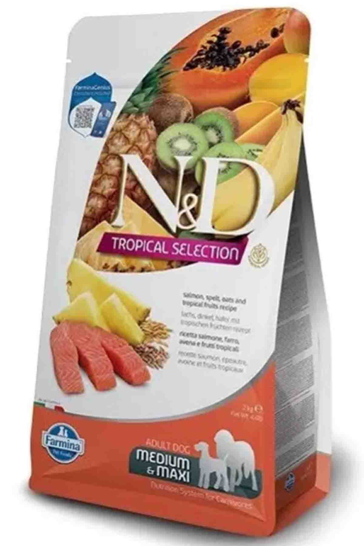 ND Tropical Selection Somonlu ve Tropikal Meyveli Orta ve Büyük Irk Yetişkin Köpek Maması 2kg