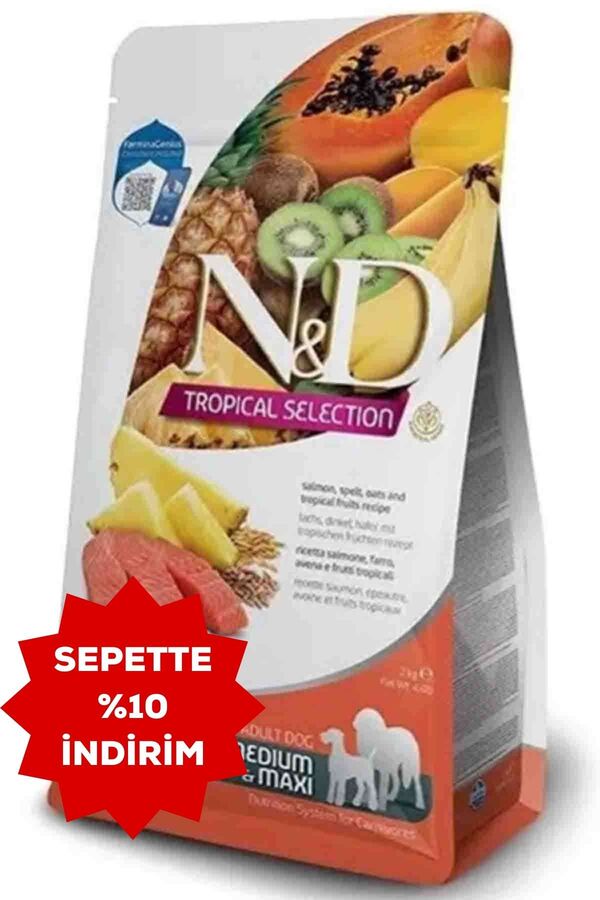 ND Tropical Selection Somonlu ve Tropikal Meyveli Orta ve Büyük Irk Yetişkin Köpek Maması 2kg