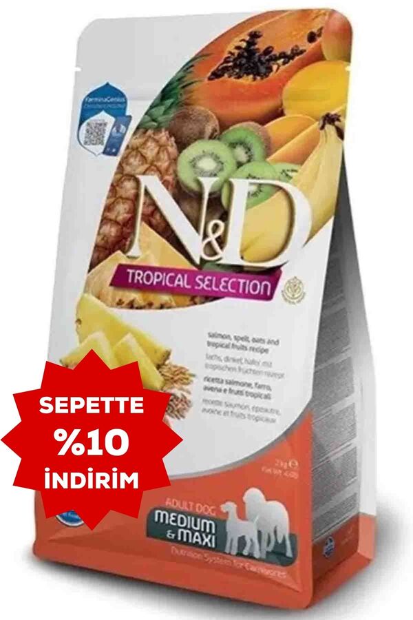 ND Tropical Selection Somonlu ve Tropikal Meyveli Orta ve Büyük Irk Yetişkin Köpek Maması 2kg