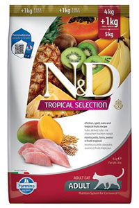 ND Tropical Selection Tavuklu Yetişkin Kedi Maması 4kg + 1kg Hediyeli - Thumbnail