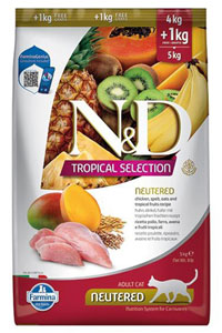 ND Tropical Selection Tavuklu Kısırlaştırılmış Kedi Maması 4kg +1kg Hediyeli - Thumbnail