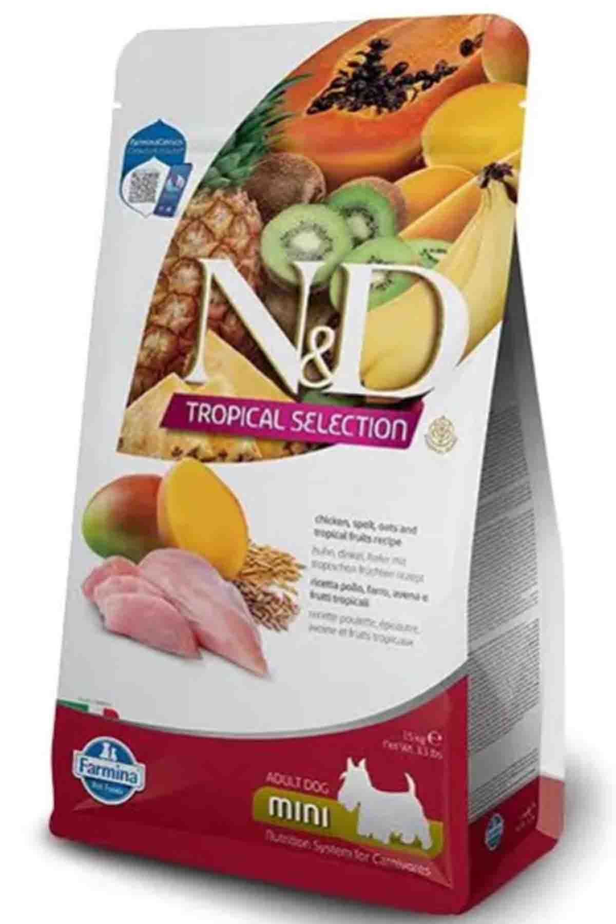 ND Tropical Selection Tavuklu ve Tropikal Meyveli Mini Irk Yetişkin Köpek Maması 1,5kg