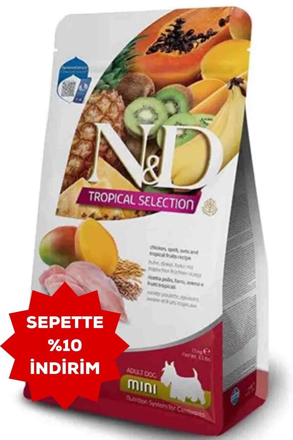 ND Tropical Selection Tavuklu ve Tropikal Meyveli Mini Irk Yetişkin Köpek Maması 1,5kg