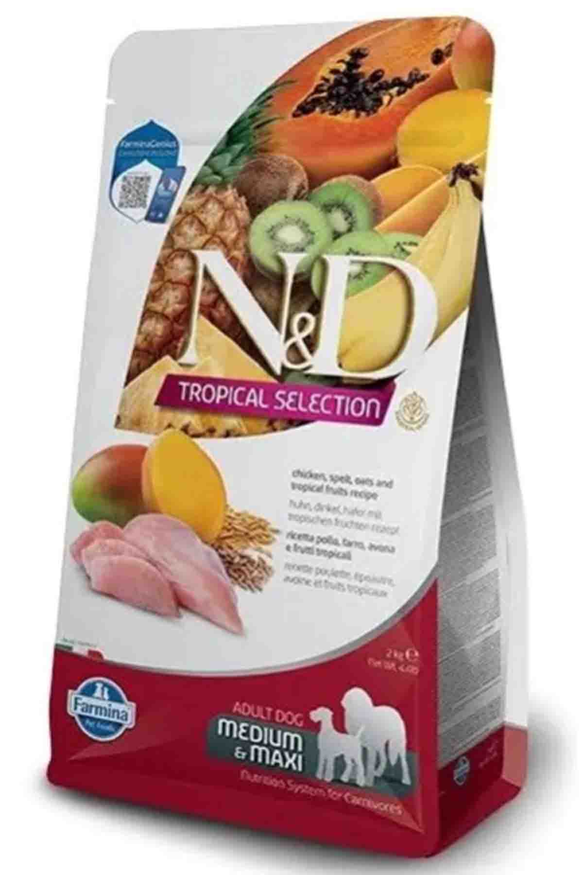 ND Tropical Selection Tavuklu ve Tropikal Meyveli Orta ve Büyük Irk Yetişkin Köpek Maması 2kg