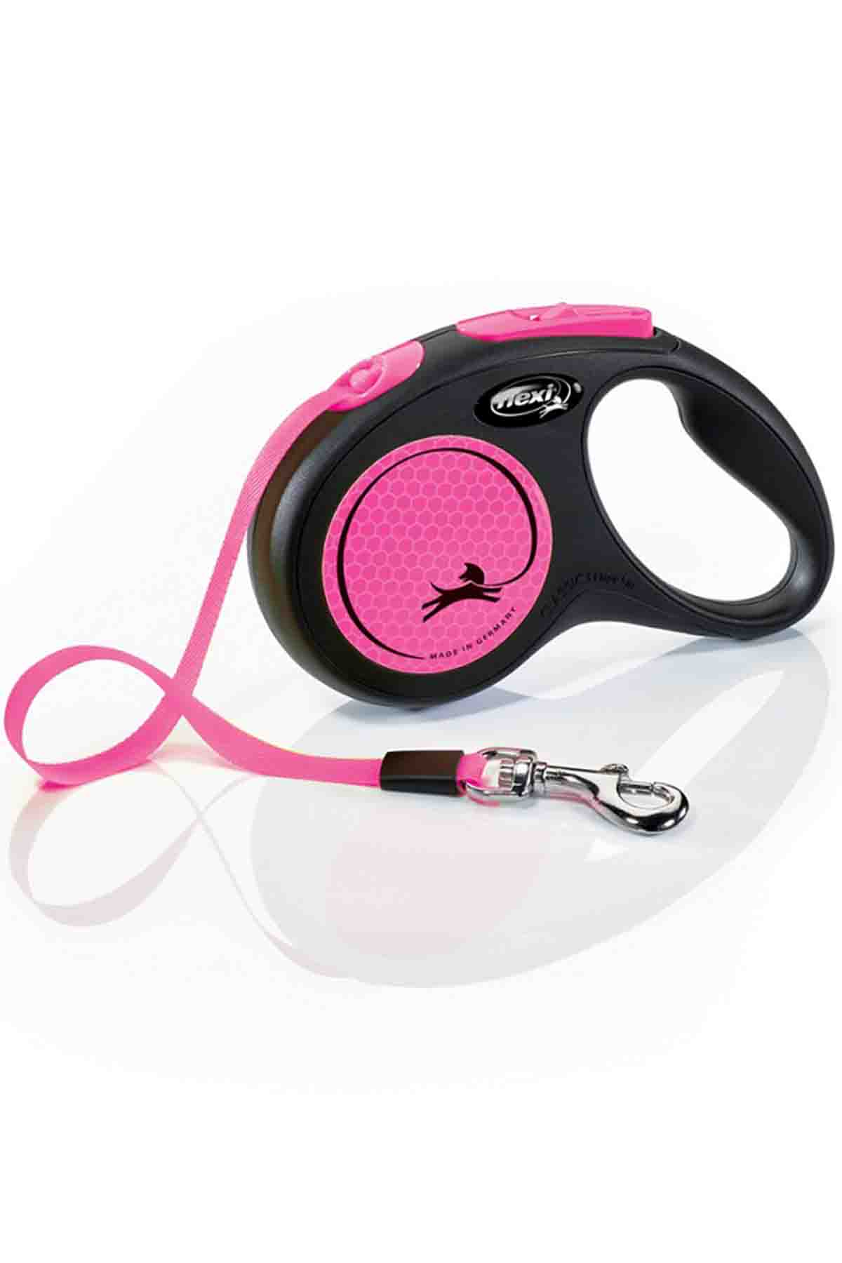 New Neon Pembe Small (S) 5m Şerit Gezdirme Kayışı