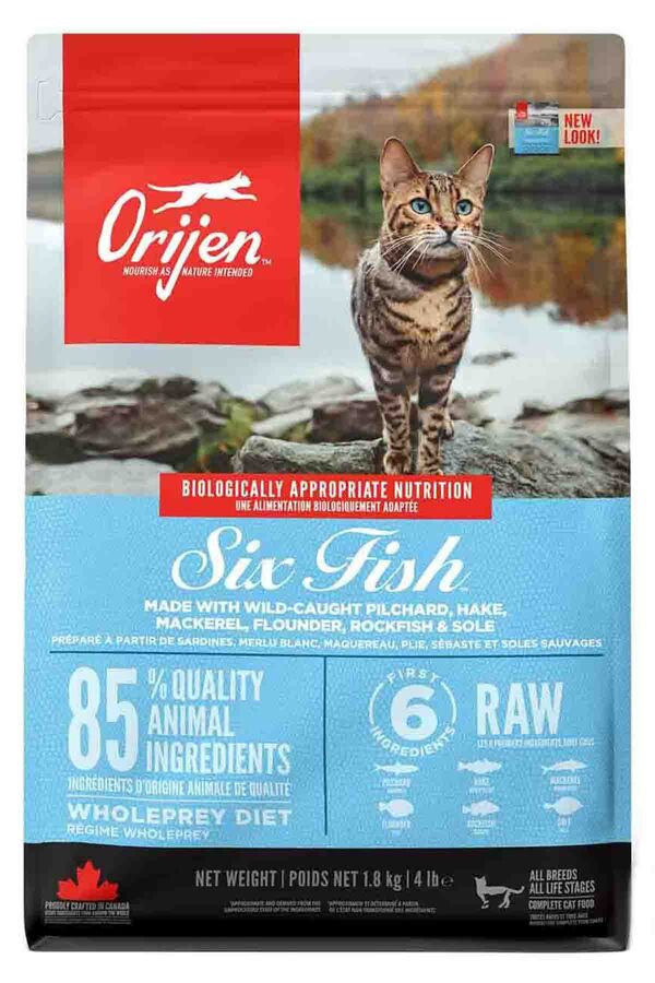 Orijen Six Fish Tahılsız Balıklı Yetişkin Kedi Maması 1,8kg