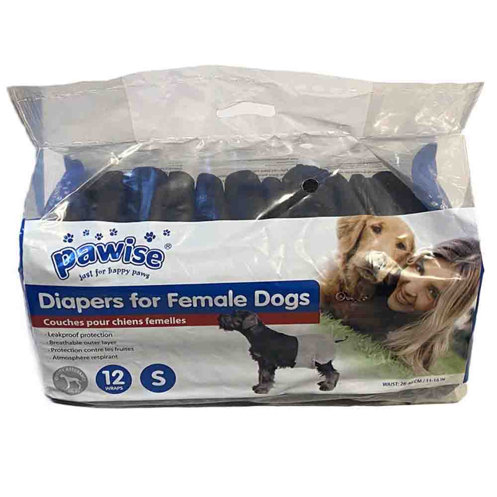 Pawise Köpek Alt Bağlama Bezi Small-Siyah 12 Adet