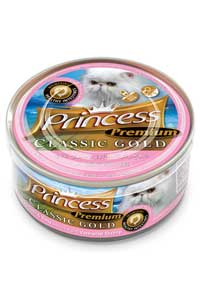 Princess Classic Gold Tavuklu Ton Balıklı Pirinçli ve Beyaz Karidesli Yetişkin Kedi Konservesi 170gr
