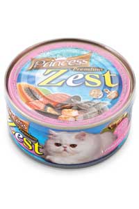 PRINCESS - Princess Zest Beyaz Karidesli Ton Balıklı ve Tavuklu Yetişkin Kedi Konservesi 170gr