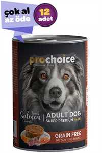 PRO CHOICE - ProChoice Kuzu Etli ve Somonlu Havuçlu Ezme Yetişkin Köpek Konservesi 12x400gr (12li)