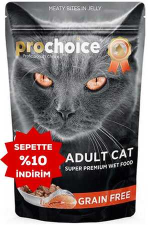 ProChoice Pouch Tahılsız Somonlu ve Ciğerli Tahılsız Yetişkin Kedi Konservesi 85gr - Thumbnail