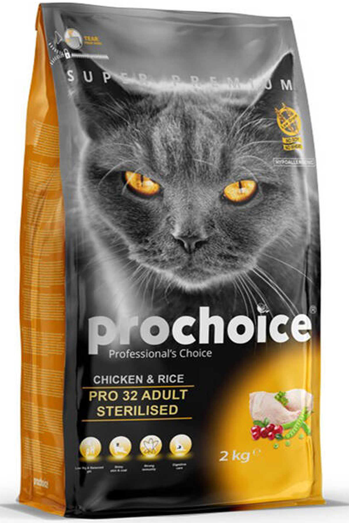 Pro Choice Pro 32 Tavuk ve Pirinçli Kısırlaştırılmış Yetişkin Kedi Maması 2kg