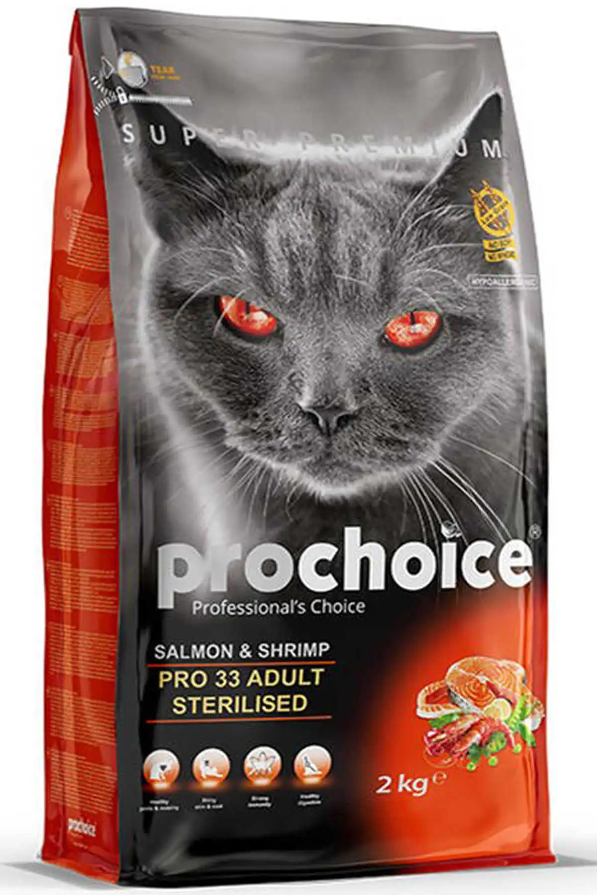 PRO CHOICE - ProChoice Pro 33 Adult Somon ve Karidesli Kısırlaştırılmış Kedi Maması 2kg