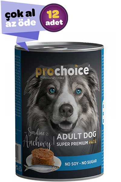 ProChoice Sardalya ve Hamsili Ezme Yetişkin Köpek Konservesi 12x400gr (12li)