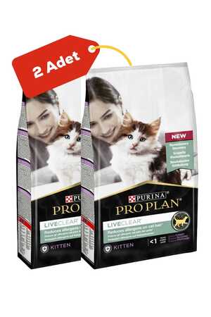 Pro Plan LiveClear Alerjen Azaltan Hindili Yavru Kedi Maması 2'li Paket (1,4kg+1,4kg) - Thumbnail