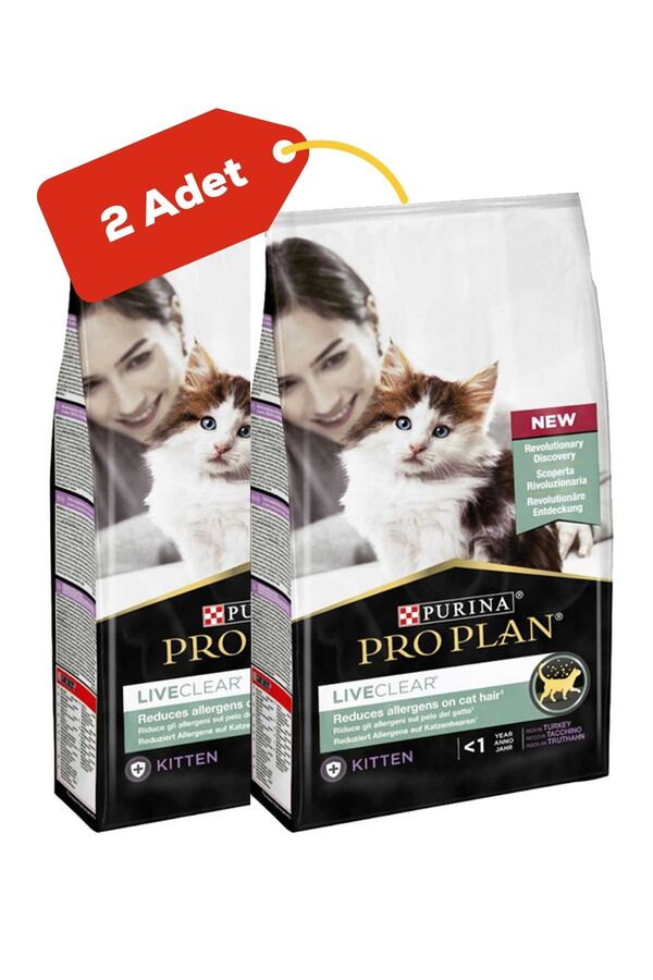 Pro Plan LiveClear Alerjen Azaltan Hindili Yavru Kedi Maması 2'li Paket (1,4kg+1,4kg)
