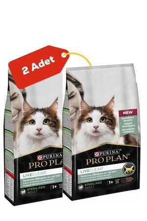 Pro Plan LiveClear Alerjen Azaltan Somonlu Kısırlaştırılmış Kedi Maması 2'li Paket (1,4kg+1,4kg) - Thumbnail