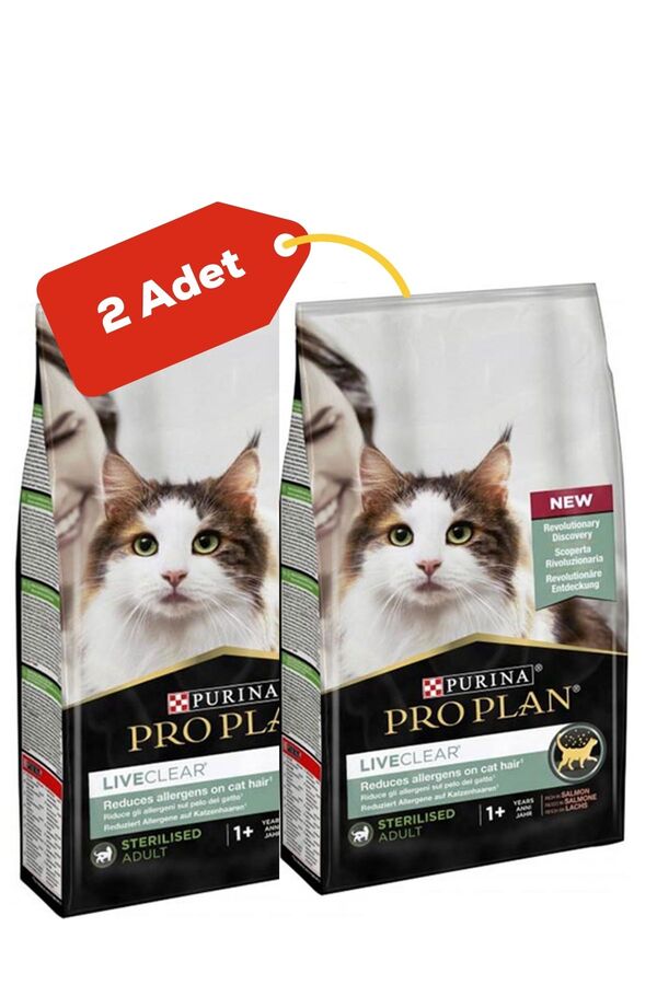 Pro Plan LiveClear Alerjen Azaltan Somonlu Kısırlaştırılmış Kedi Maması 2'li Paket (1,4kg+1,4kg)