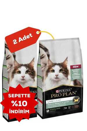 Pro Plan LiveClear Alerjen Azaltan Somonlu Kısırlaştırılmış Kedi Maması 2'li Paket (1,4kg+1,4kg) - Thumbnail
