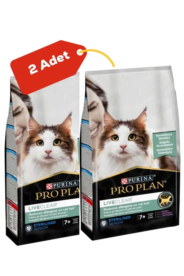 Pro Plan Liveclear Hindili Kısırlaştırılmış Yaşlı Kedi Maması 2'li Paket (1,4kg+1,4kg)