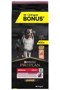 PROPLAN - Pro Plan Somonlu Orta Irk Hassas Derili Yetişkin Köpek Maması 14kg + 2,5kg HEDİYE!