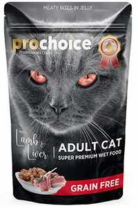 PRO CHOICE - ProChoice Pouch Kuzu ve Ciğerli Tahılsız Yetişkin Kedi Konservesi 85gr