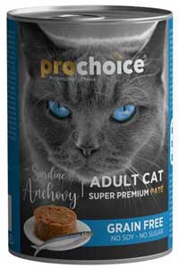 ProChoice Sardalya ve Hamsi Etli Tahılsız Ezme Yetişkin Kedi Konservesi 400gr - Thumbnail
